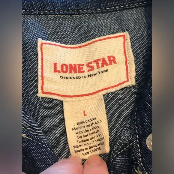 Lone Star Junior Size Large Denim Shirt/Jacket with Hidden Snap-Front Closure. - Picture 5 of 8